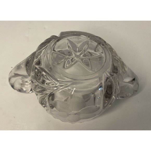 VTG EAPG Glass SUGAR BOWL Double Handle Sawtooth Star Base Floral Design - Picture 5 of 12